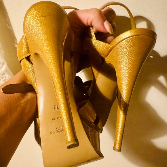 Saint Laurent Tribute Leather T-Strap Platform Sandals As Is 39 - Picture 10 of 10